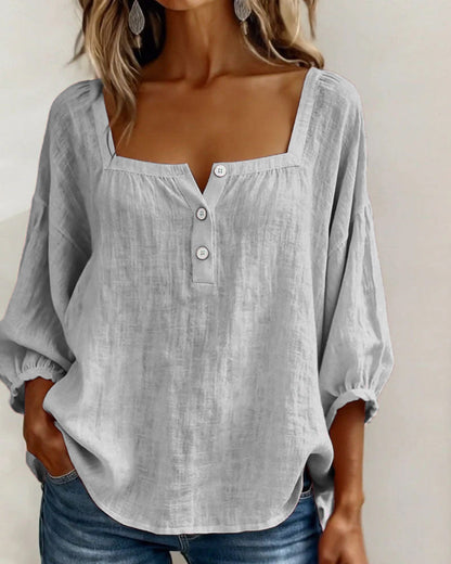 Zoya - Breezy Linen Blouse - Grey