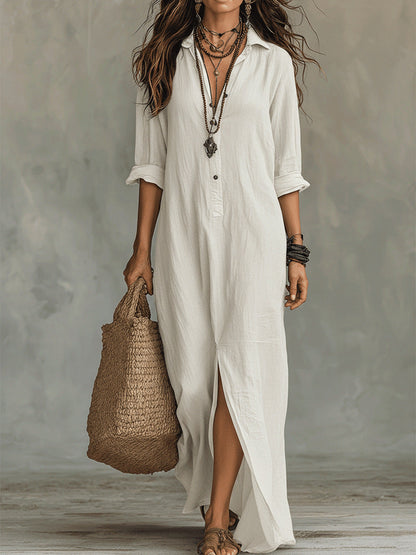 Dena - Premium Linen Maxi Dress - Black