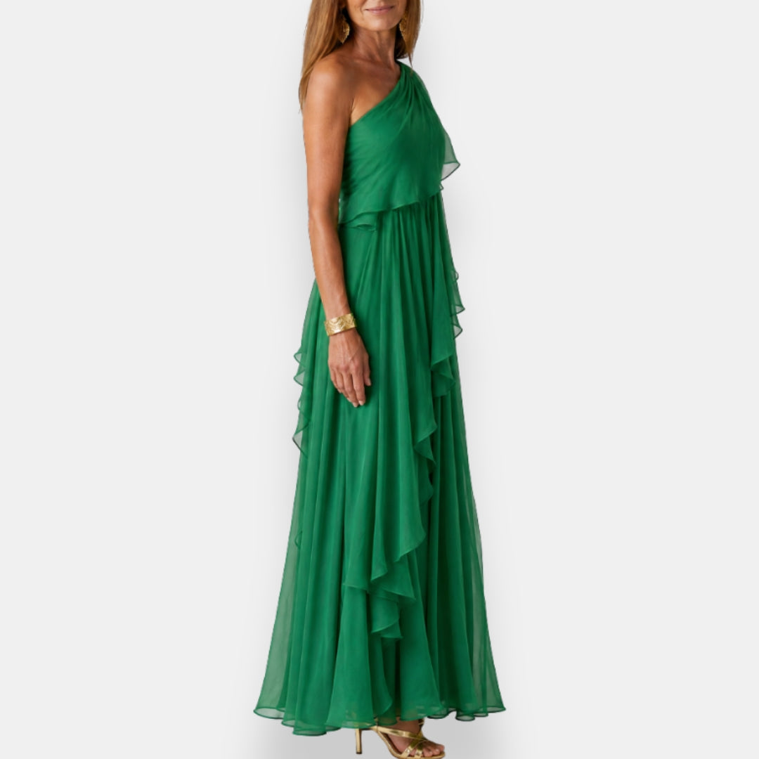 Heloisia - Luxe One-Shoulder Evening Gown - Green