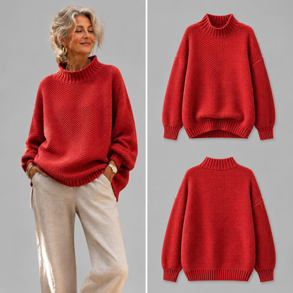 Oriane - Textured Mock-Neck Sweater - Green