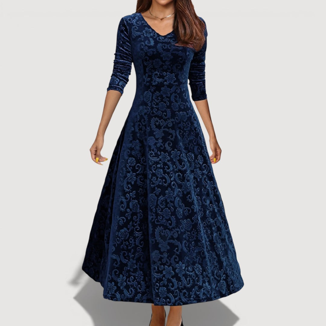 Orliya - Luxe Soft-Touch Evening Dress - Blue