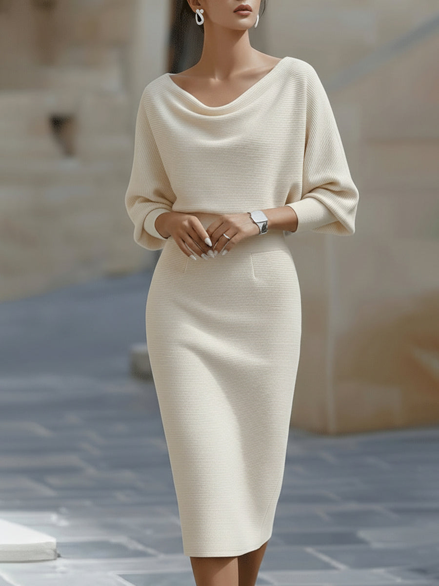 Avalon - Soft-Touch Batwing Midi Dress - Blue