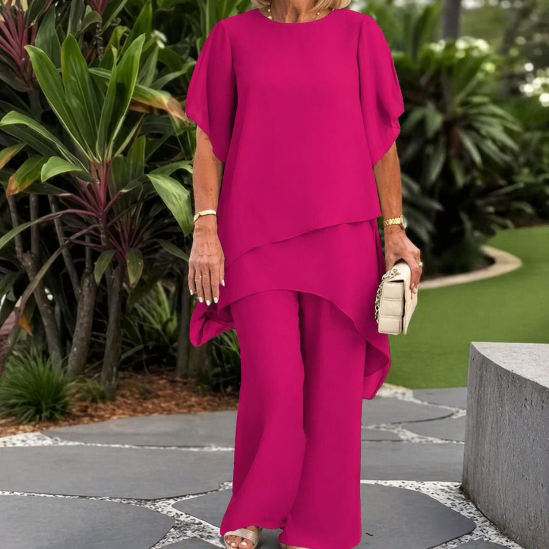 Jessenia - Layered Tunic and Trousers Set - Navy