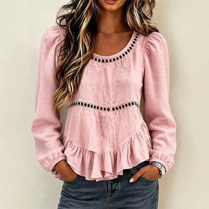 Genevelle - Soft-Touch Ruffled Blouse - Pink