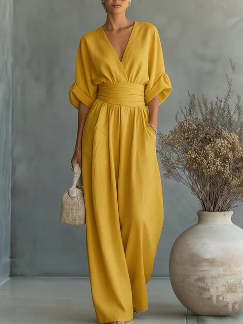 Ainslee - Soft-Touch Wide-Leg Jumpsuit - Blue