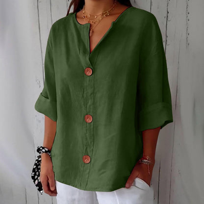 Piera - Breezy Linen Blouse - White