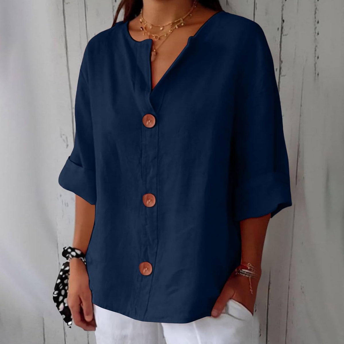 Piera - Breezy Linen Blouse - White
