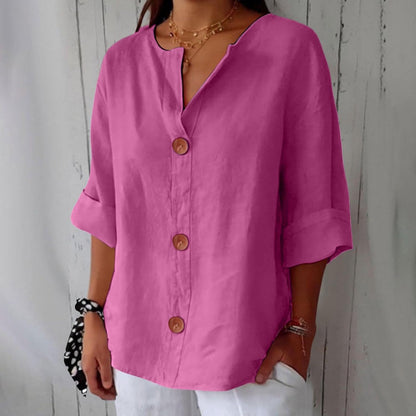 Piera - Breezy Linen Blouse - White