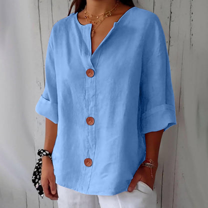 Piera - Breezy Linen Blouse - White