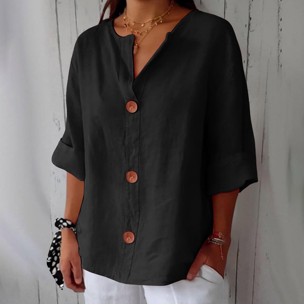 Piera - Breezy Linen Blouse - White
