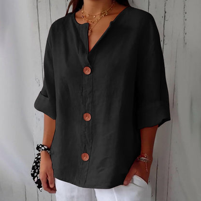 Piera - Breezy Linen Blouse - White