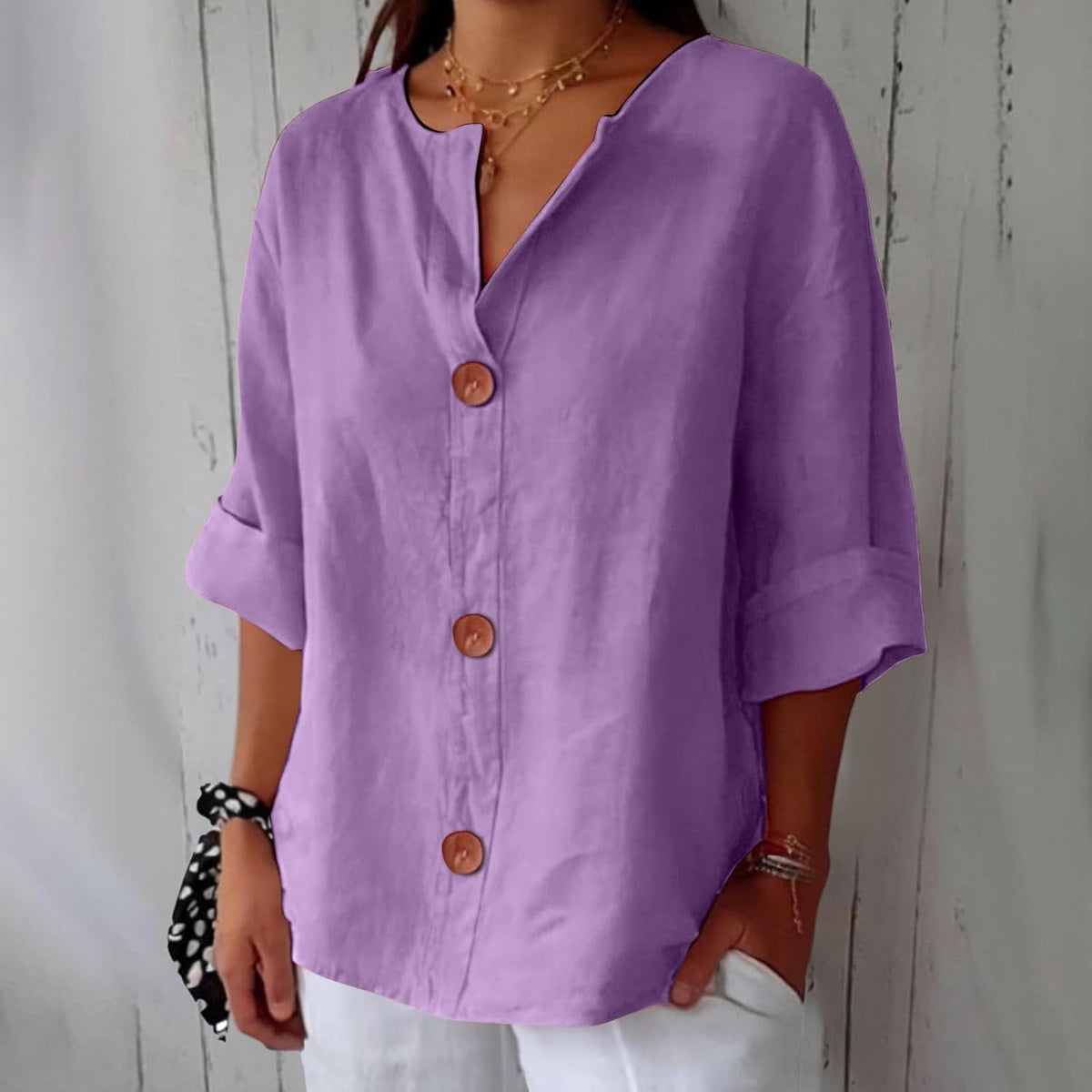 Piera - Breezy Linen Blouse - Beige