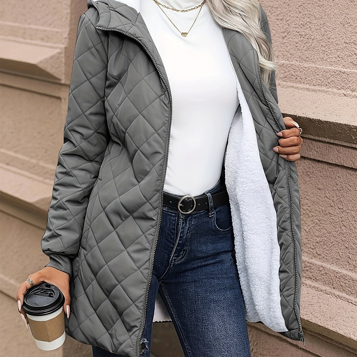 Telya - Insulated Quilted Jacket - Dark Grey