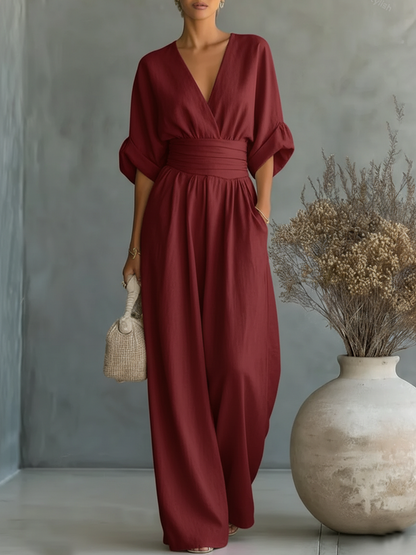 Ainslee - Soft-Touch Wide-Leg Jumpsuit - White