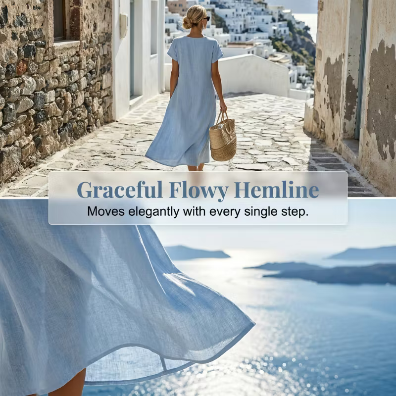 Hestelle - Refined Summer Dress - Blue