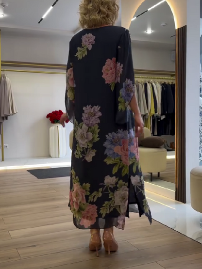 Halle - Floral Loose Maxi Dress - Blue