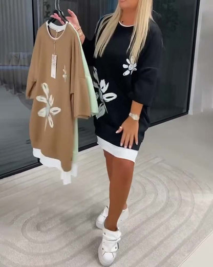 Helia - Soft-Touch Sweatshirt Dress - Black