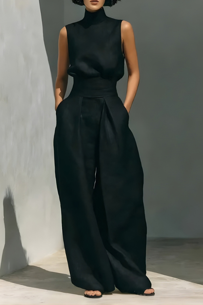 Nerina- Sleeveless Wide-Leg Jumpsuit - Blue