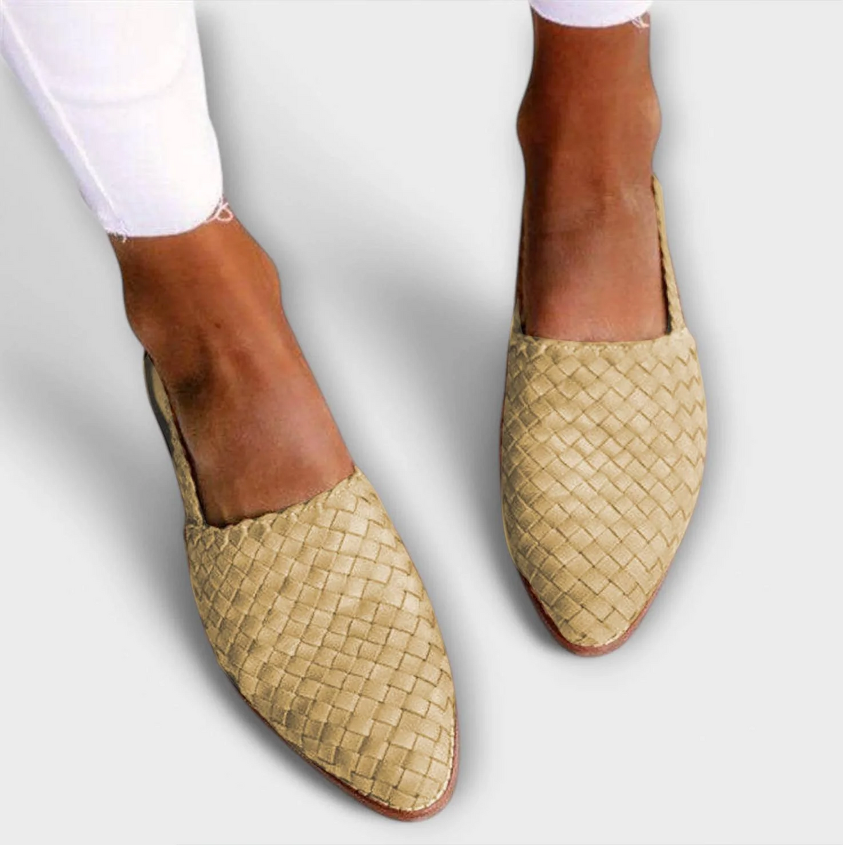 Jesselle - Woven Slingback Flats - Brown