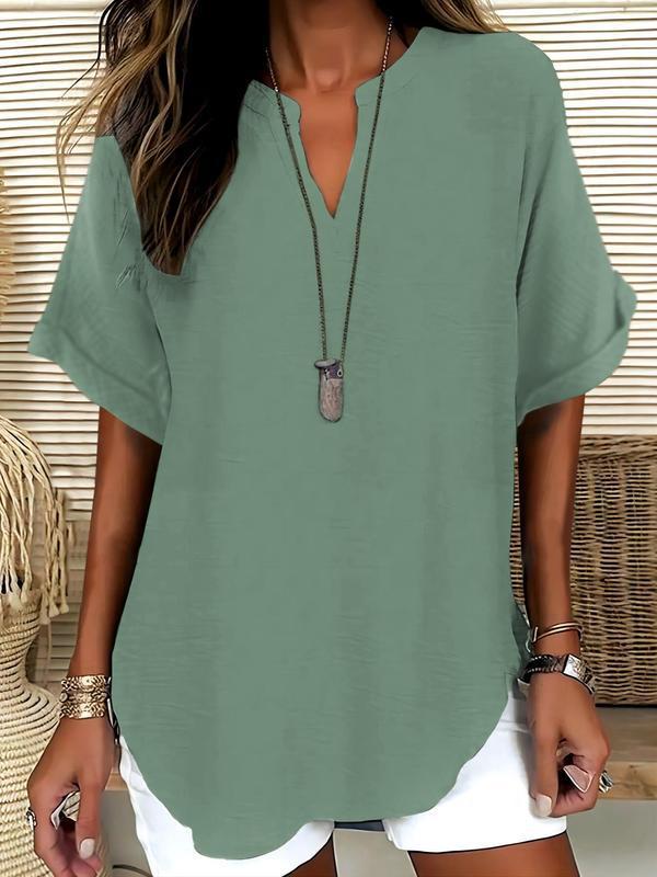 Xalina - Soft-Touch Notched-Neck Blouse - Black