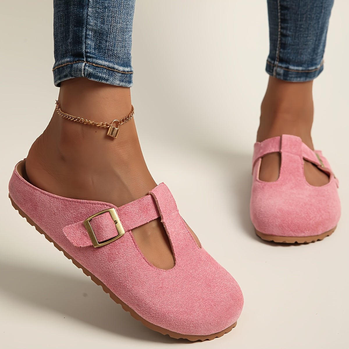 Korae - Buckle T-Strap Clogs - Yellow