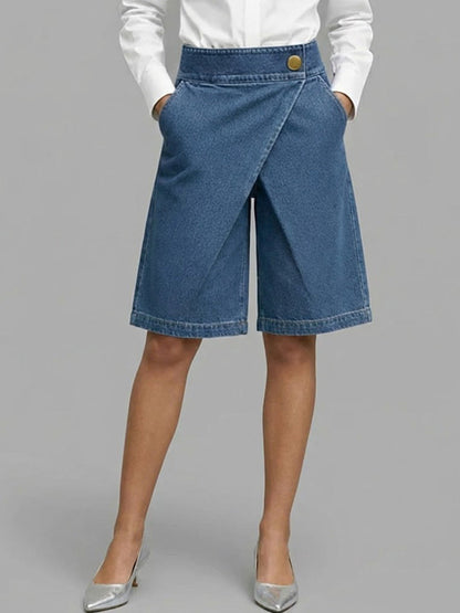 Berenice - Denim Wrap Skort - Navy Blue