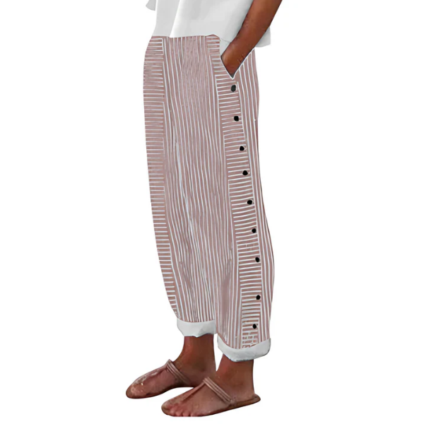 Yareli - Striped Wide Leg Trousers - Blue