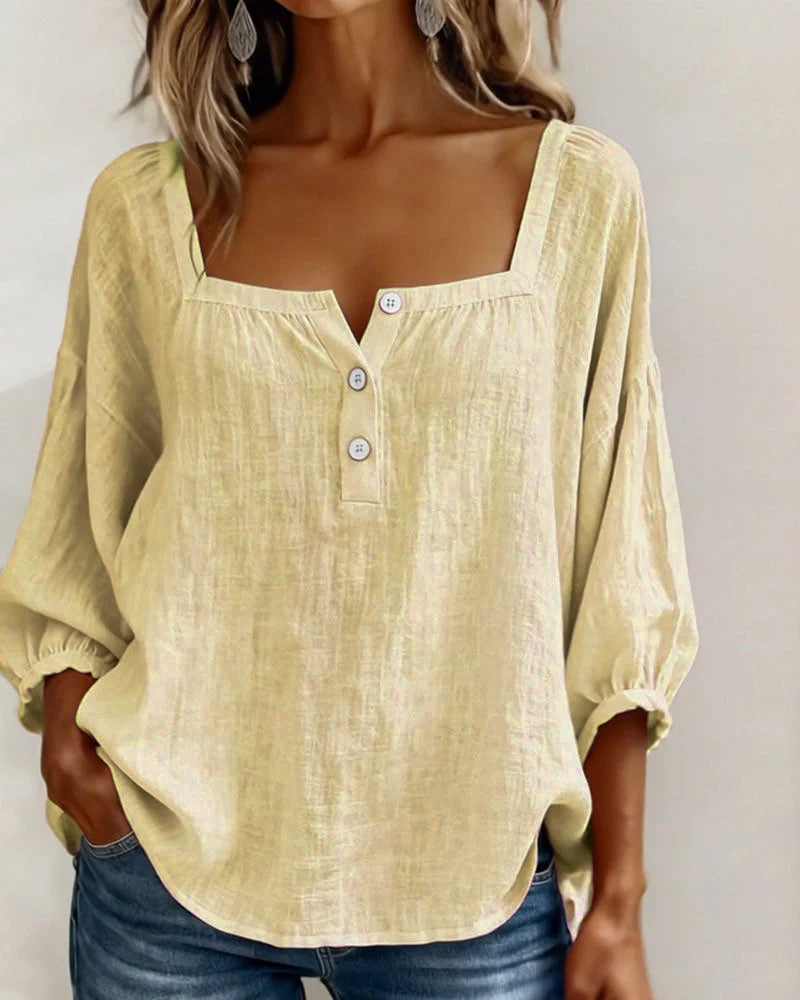 Zoya - Breezy Linen Blouse - Blue