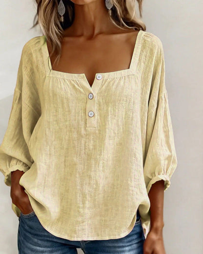 Zoya - Breezy Linen Blouse - Blue
