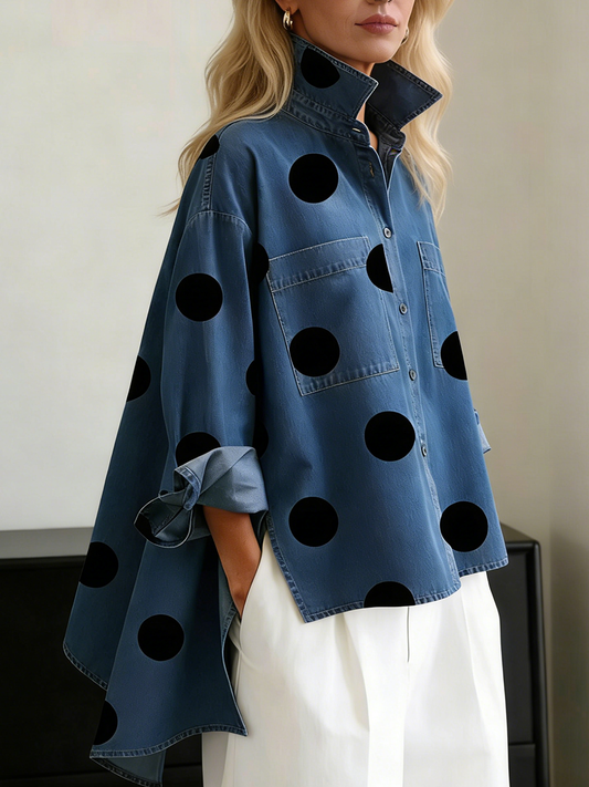 Kelsey - Soft-Touch Embroidered Blouse - Blue