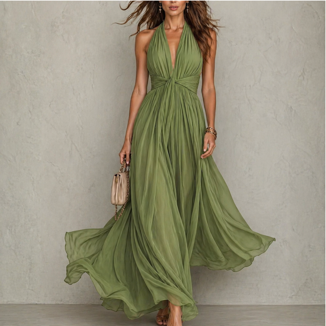 Olyra - Soft-Touch Evening Maxi Dress - Caramel