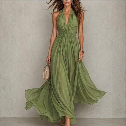 Olyra - Soft-Touch Evening Maxi Dress - Caramel