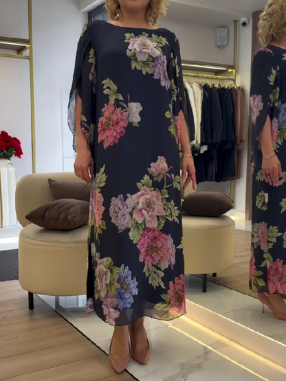 Halle - Floral Loose Maxi Dress - Blue