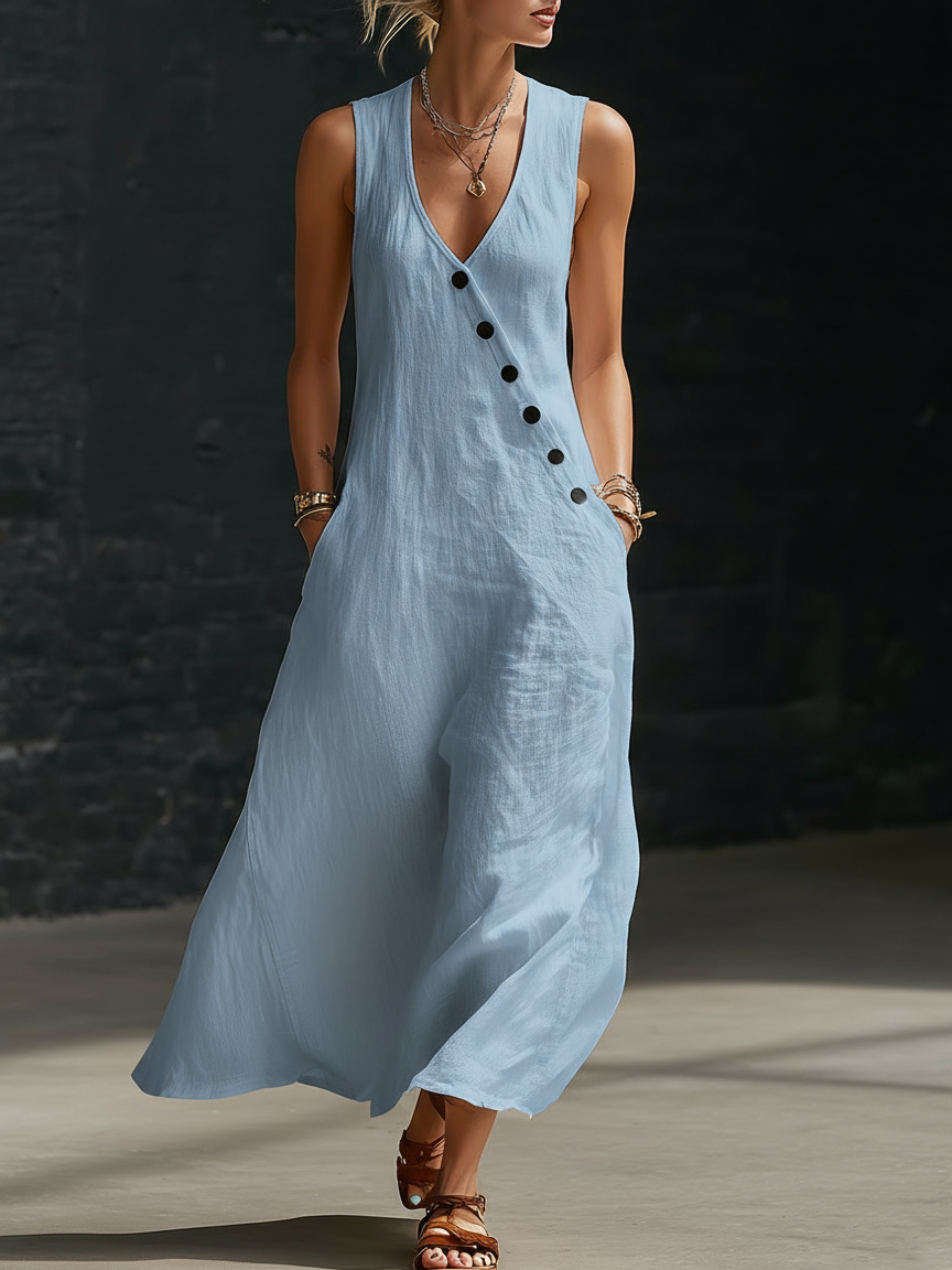 Elaria - Structured V-Neck Long-Sleeve Midi Dress - White