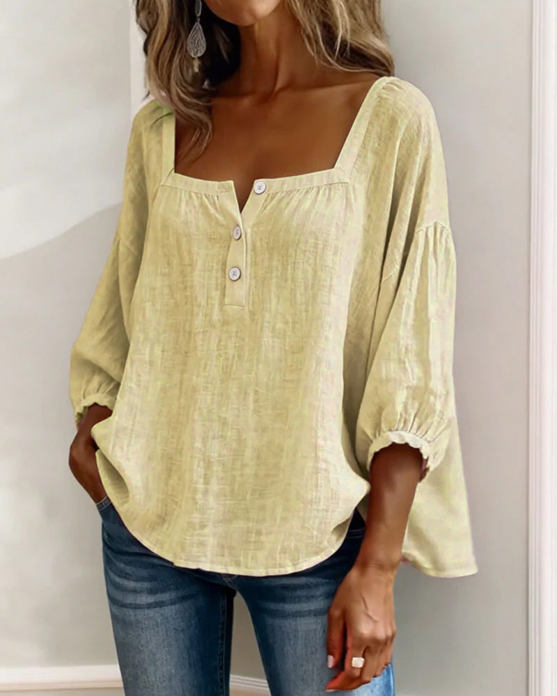 Zoya - Breezy Linen Blouse - Blue