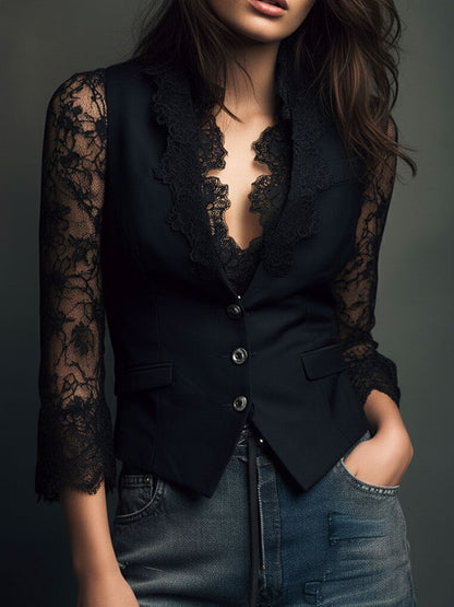 Yara - Soft-Touch Blouse - Black
