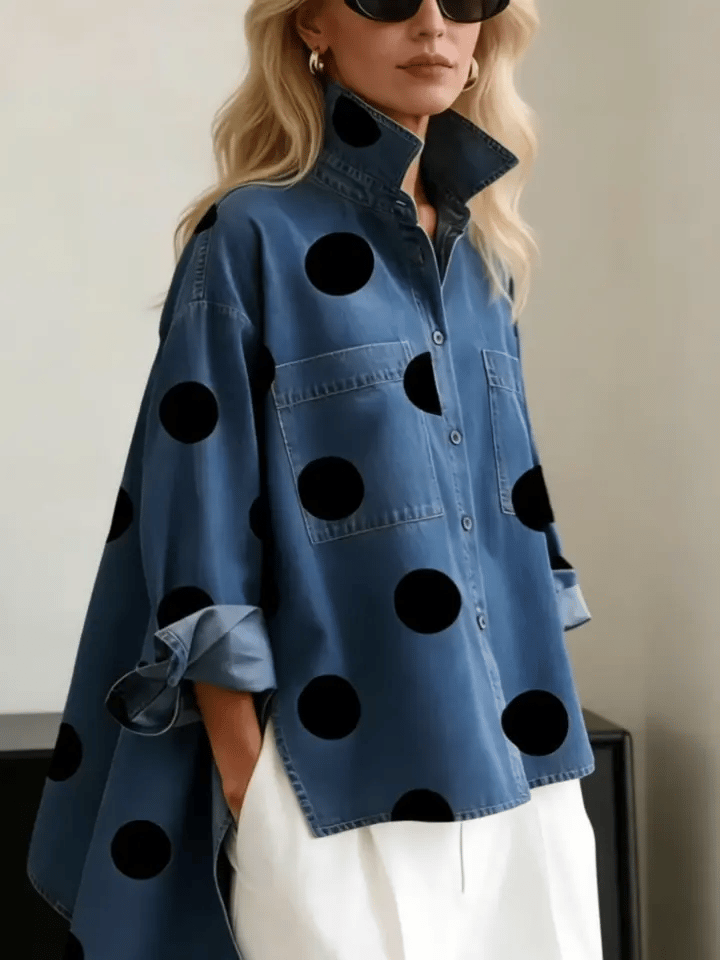 Kelsey - Soft-Touch Embroidered Blouse - Blue