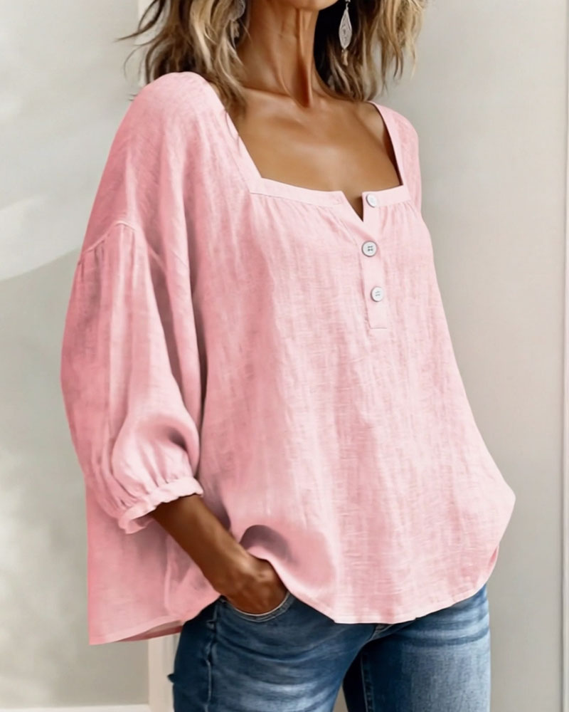 Zoya - Breezy Linen Blouse - Pink