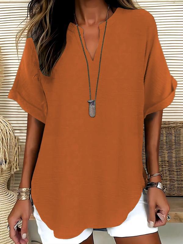 Xalina - Soft-Touch Notched-Neck Blouse - Black