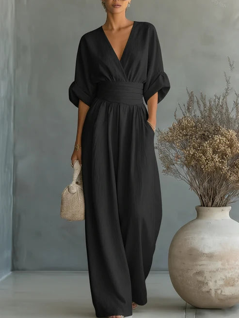 Ainslee - Soft-Touch Wide-Leg Jumpsuit - White