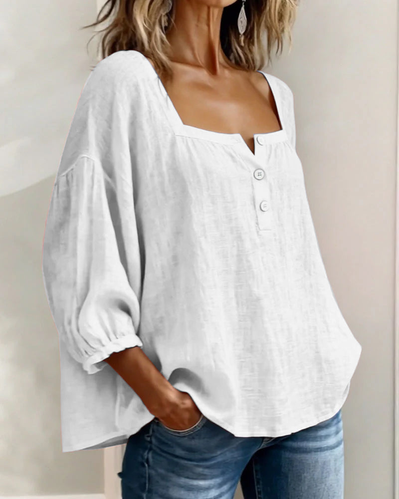 Zoya - Breezy Linen Blouse - White
