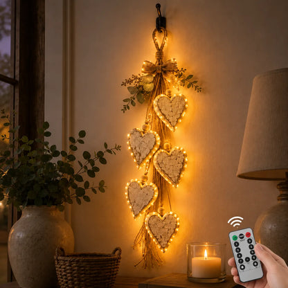 Alinora - Distressed Heart Tassel Wall Accent - Rustic Neutral