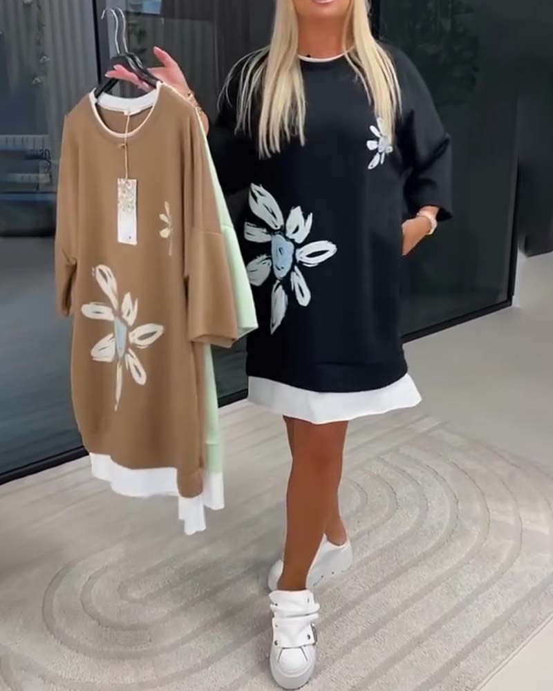 Helia - Soft-Touch Sweatshirt Dress - Black