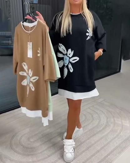 Helia - Soft-Touch Sweatshirt Dress - Black