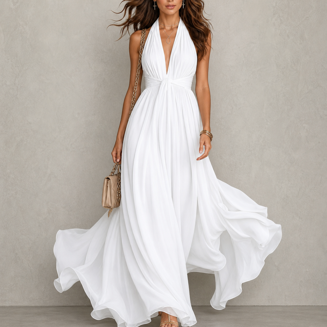 Olyra - Soft-Touch Evening Maxi Dress - Caramel