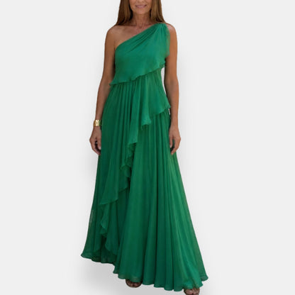 Heloisia - Luxe One-Shoulder Evening Gown - Green