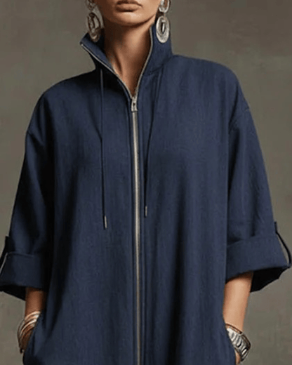 Lurelle - Zip Front Jumpsuit - Dark Blue