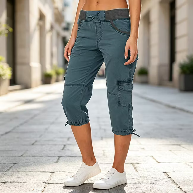 Astrelia - Utility Cargo Capri Pants - Beige