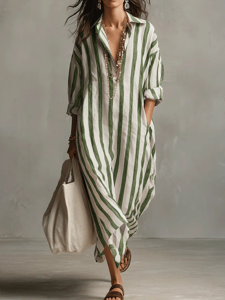 Velinna - Breezy Linen Maxi Dress - Blue