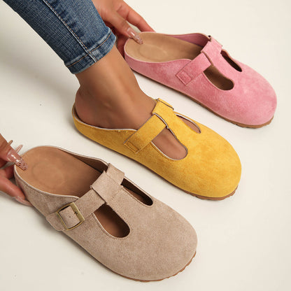 Korae - Buckle T-Strap Clogs - Yellow
